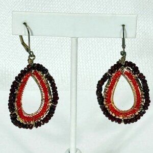 Handmade gold, rust and brown tribal earrings.